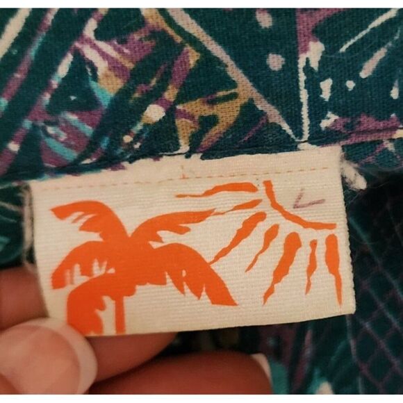 Vintage 80s Hawaiian Tiki Short Sleeve Button Down Shirt Mens Size XXL Blue - Picture 5 of 5